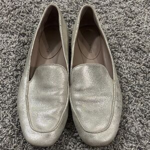 Donald J. Pliner Metallic Silver Loafers